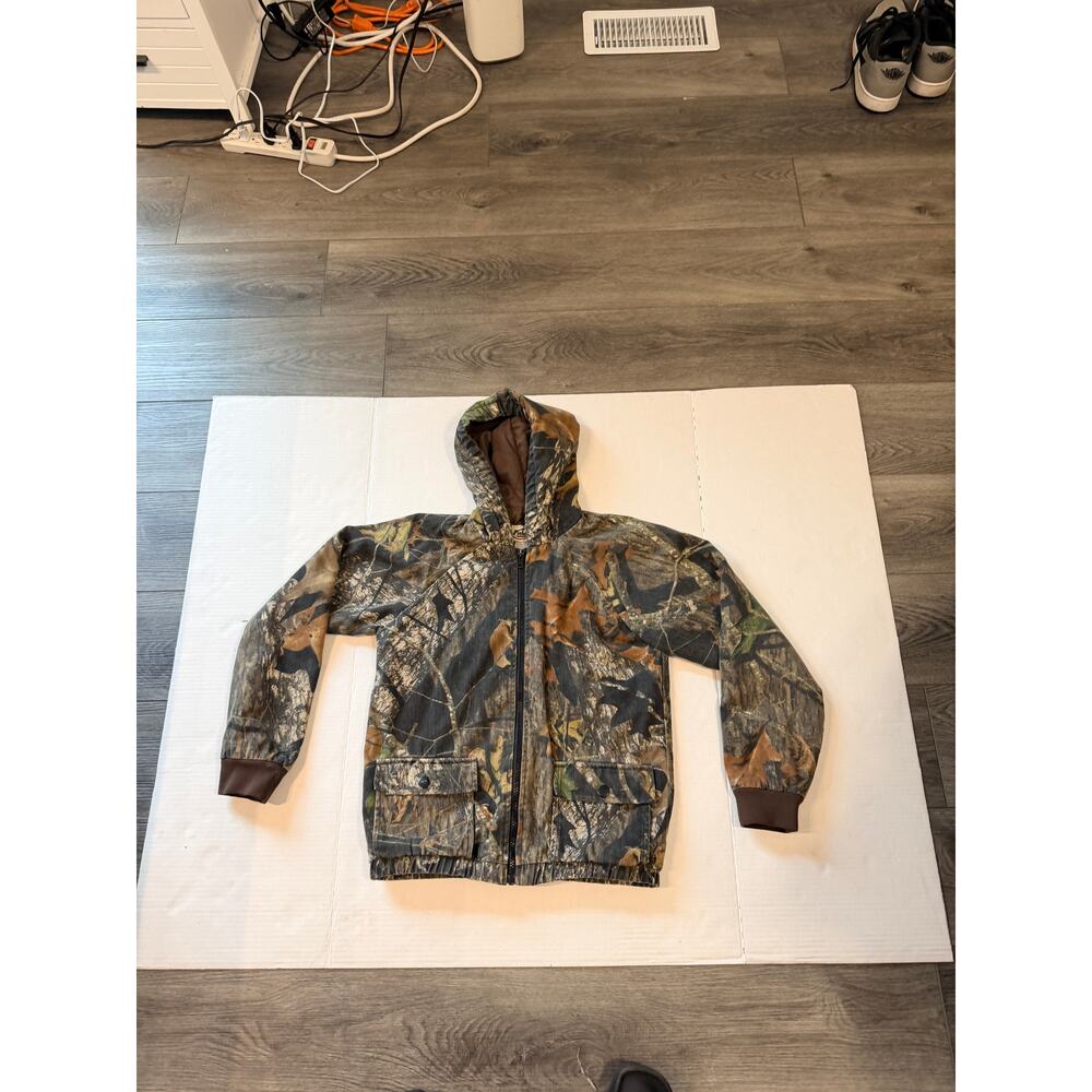FieldStaff Mossy Oak Camo Jacket Youth Large Insulated Hooded Hunting
